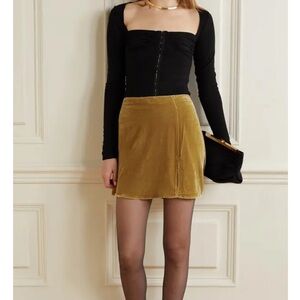 Reformation Cleo Velvet Skirt in Saffrom